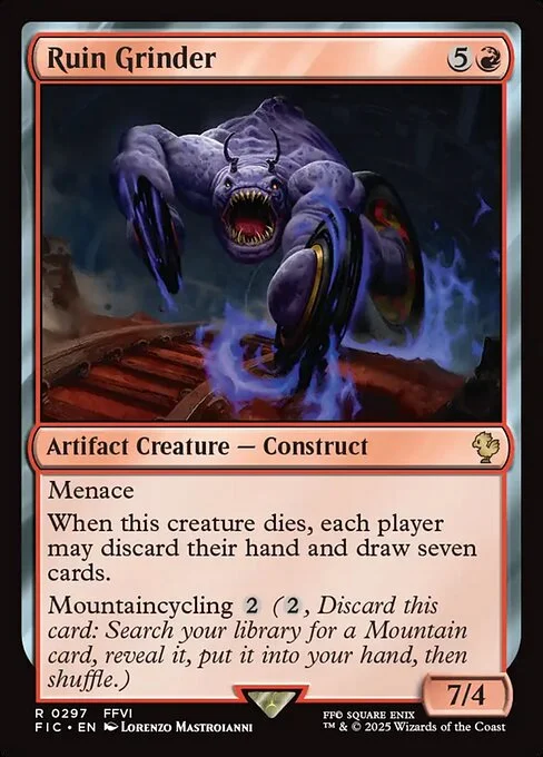 Ruin Grinder, carta Magic di tipo Artifact Creature — Construct illustrata da Lorenzo Mastroianni