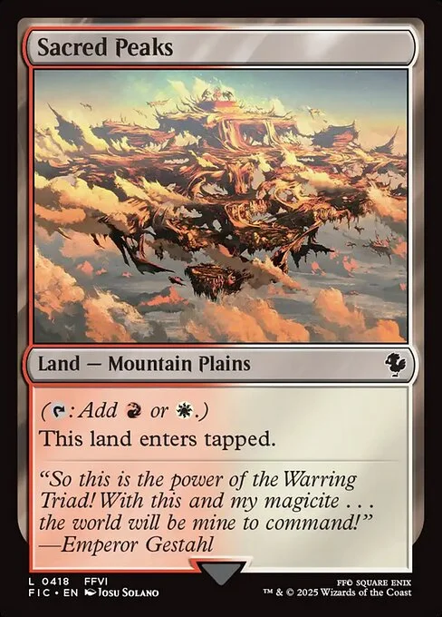 Sacred Peaks, carta Magic di tipo Land — Mountain Plains illustrata da Josu Solano