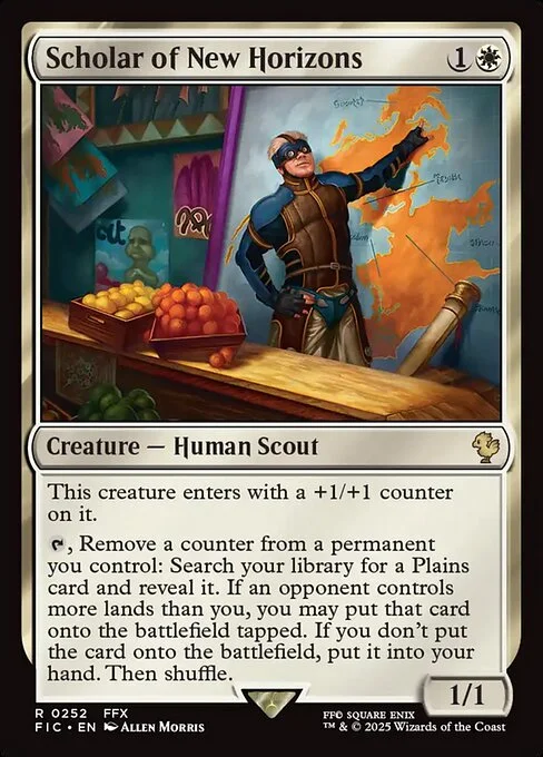 Scholar of New Horizons, carta Magic di tipo Creature — Human Scout illustrata da Allen Morris