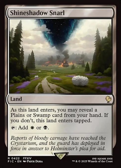 Shineshadow Snarl, carta Magic di tipo Land illustrata da Piotr Dura