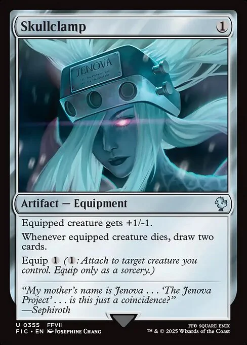 Skullclamp, carta Magic di tipo Artifact — Equipment illustrata da Josephine Chang