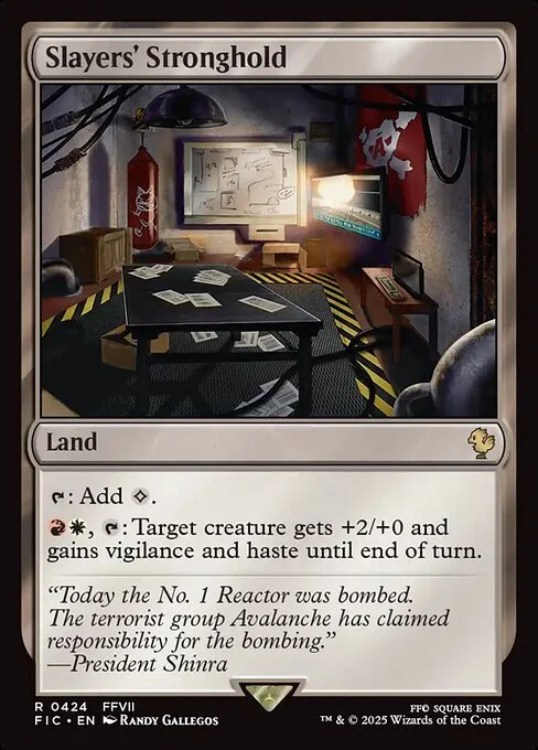 Slayers' Stronghold, carta Magic di tipo Land illustrata da Randy Gallegos
