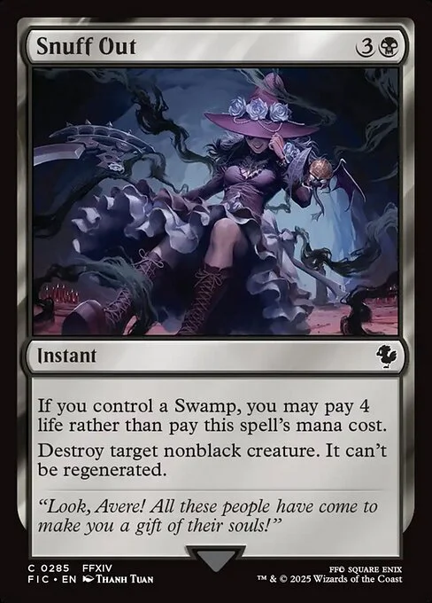 Snuff Out, carta Magic di tipo Instant illustrata da Thanh Tuấn