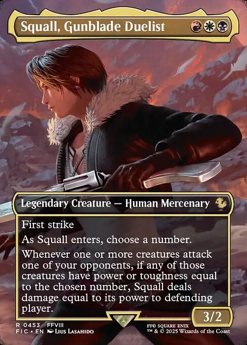 Squall, Gunblade Duelist, carta Magic di tipo Legendary Creature — Human Mercenary illustrata da Lius Lasahido