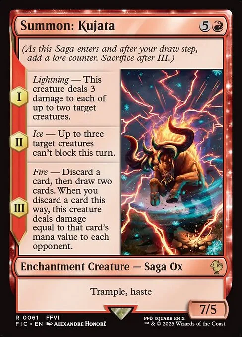 Summon: Kujata, carta Magic di tipo Enchantment Creature — Saga Ox illustrata da Alexandre Honoré
