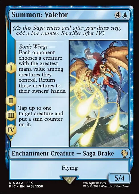 Summon: Valefor, carta Magic di tipo Enchantment Creature — Saga Drake illustrata da SENNSU