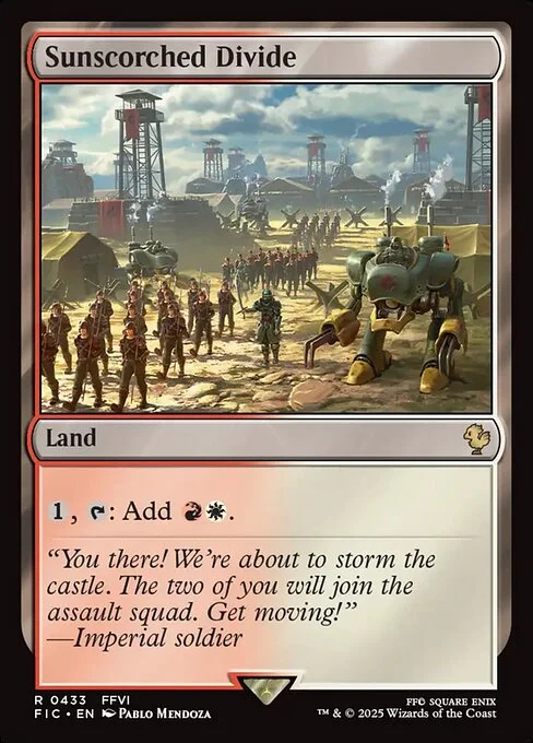 Sunscorched Divide, carta Magic di tipo Land illustrata da Pablo Mendoza