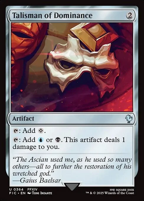 Talisman of Dominance, carta Magic di tipo Artifact illustrata da Toni Infante
