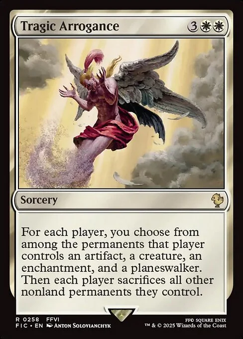 Tragic Arrogance, carta Magic di tipo Sorcery illustrata da Anton Solovianchyk