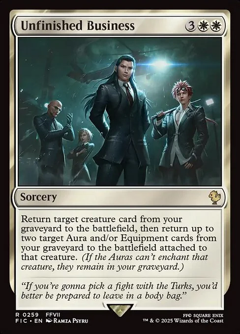 Unfinished Business, carta Magic di tipo Sorcery illustrata da Ramza Psyru