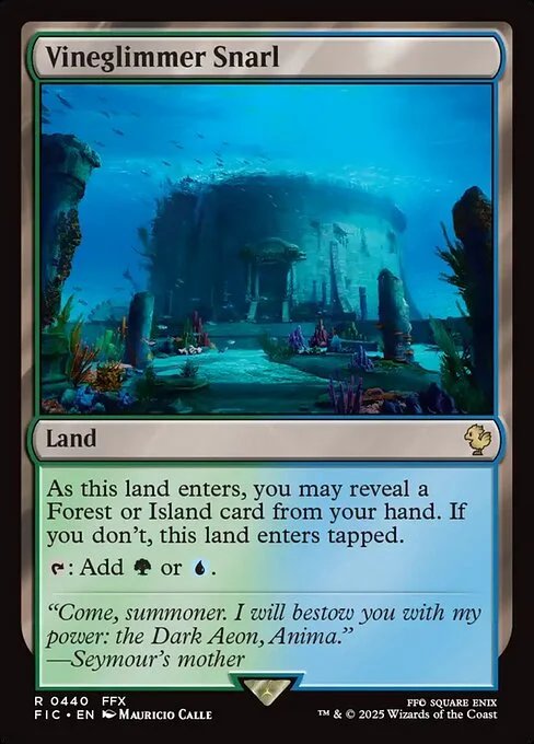 Vineglimmer Snarl, carta Magic di tipo Land illustrata da Mauricio Calle