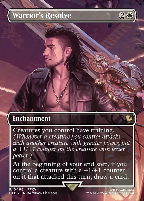 Warrior's Resolve, carta Magic di tipo Enchantment illustrata da Winona Nelson