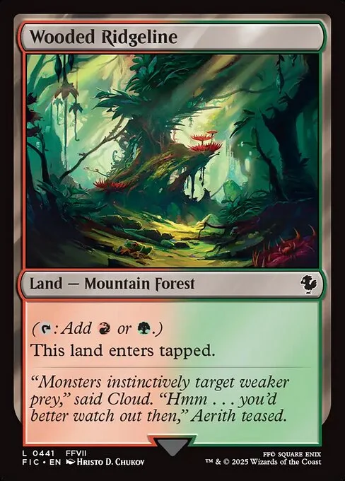 Wooded Ridgeline, carta Magic di tipo Land — Mountain Forest illustrata da Hristo D. Chukov