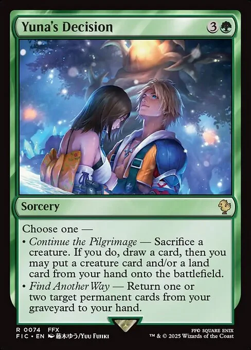Yuna's Decision, carta Magic di tipo Sorcery illustrata da Yuu Fujiki