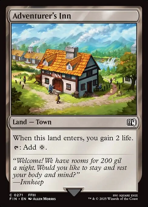Adventurer's Inn, carta Magic di tipo Land — Town illustrata da Allen Morris