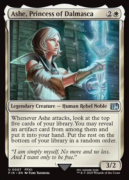 Ashe, Princess of Dalmasca, carta Magic di tipo Legendary Creature — Human Rebel Noble illustrata da Yumi Yaoshida