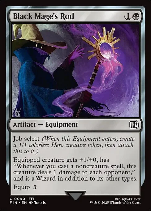 Black Mage's Rod, carta Magic di tipo Artifact — Equipment illustrata da Nino Is