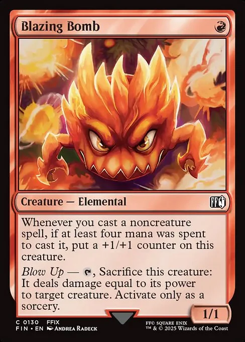 Blazing Bomb, carta Magic di tipo Creature — Elemental illustrata da Andrea Radeck