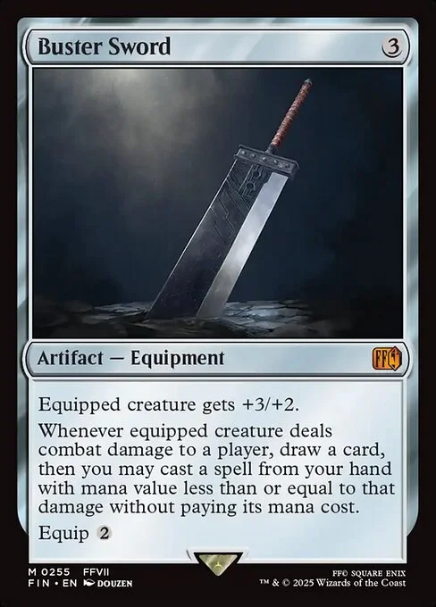 Buster Sword, carta Magic di tipo Artifact — Equipment illustrata da Douzen