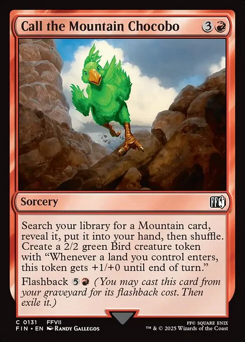 Call the Mountain Chocobo, carta Magic di tipo Sorcery illustrata da Randy Gallegos