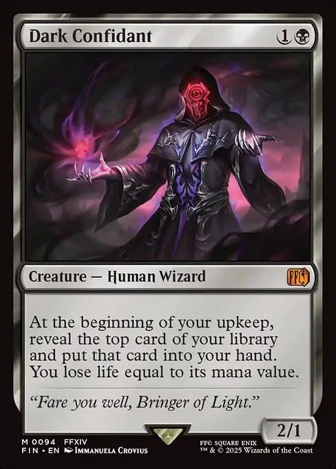 Dark Confidant, carta Magic di tipo Creature — Human Wizard illustrata da Immanuela Crovius
