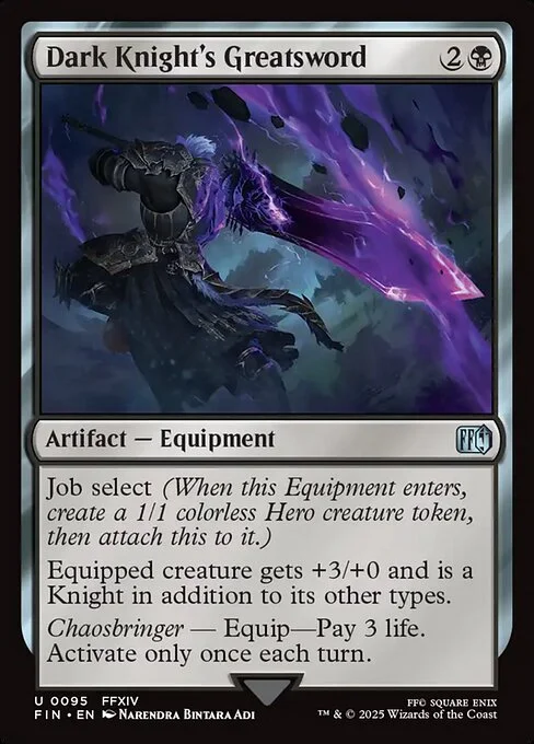Dark Knight's Greatsword, carta Magic di tipo Artifact — Equipment illustrata da Narendra Bintara Adi