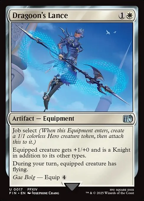 Dragoon's Lance, carta Magic di tipo Artifact — Equipment illustrata da Josephine Chang