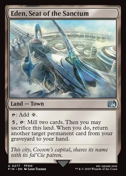 Eden, Seat of the Sanctum, carta Magic di tipo Land — Town illustrata da Leon Tukker