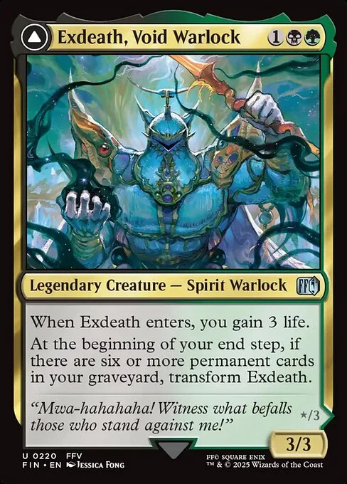 Exdeath, Void Warlock // Neo Exdeath, Dimension's End, carta Magic di tipo Legendary Creature — Spirit Warlock // Legendary Creature — Spirit Avatar illustrata da Jessica Fong
