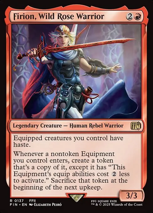 Firion, Wild Rose Warrior, carta Magic di tipo Legendary Creature — Human Rebel Warrior illustrata da Elizabeth Peiró