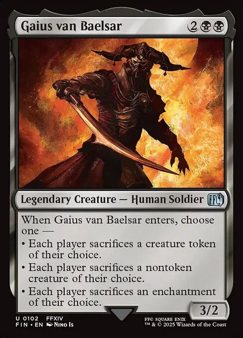 Gaius van Baelsar, carta Magic di tipo Legendary Creature — Human Soldier illustrata da Nino Is