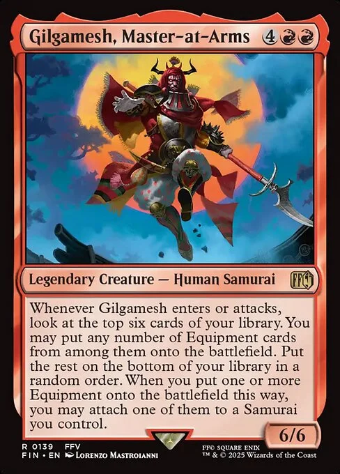 Gilgamesh, Master-at-Arms, carta Magic di tipo Legendary Creature — Human Samurai illustrata da Lorenzo Mastroianni