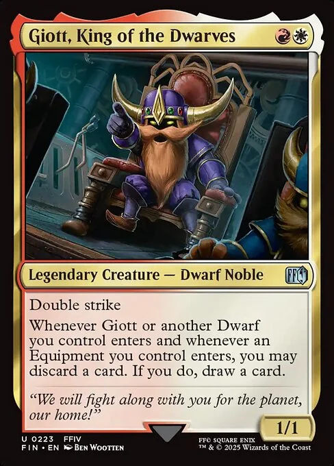 Giott, King of the Dwarves, carta Magic di tipo Legendary Creature — Dwarf Noble illustrata da Ben Wootten