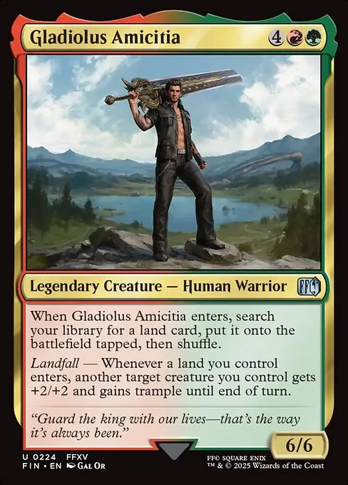 Gladiolus Amicitia, carta Magic di tipo Legendary Creature — Human Warrior illustrata da Gal Or