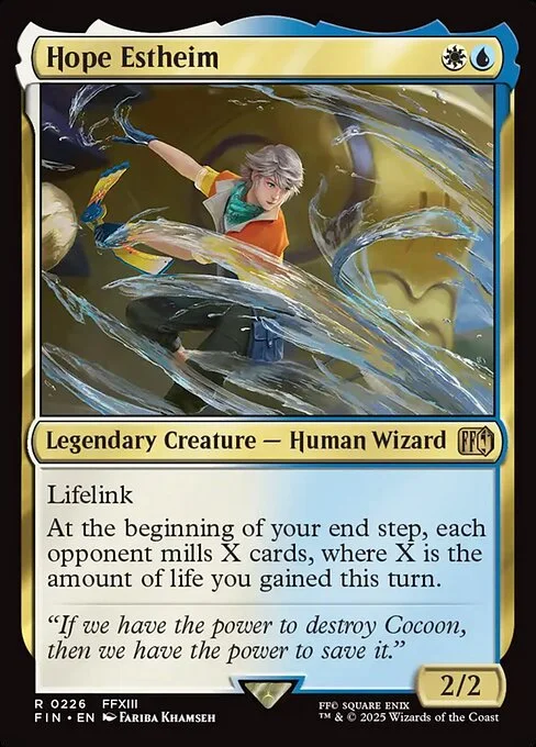 Hope Estheim, carta Magic di tipo Legendary Creature — Human Wizard illustrata da Fariba Khamseh
