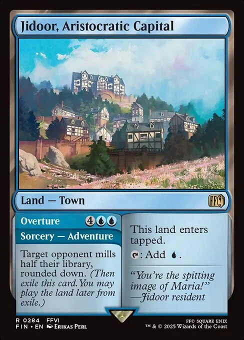 Jidoor, Aristocratic Capital // Overture, carta Magic di tipo Land — Town // Sorcery — Adventure illustrata da Erikas Perl
