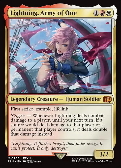 Lightning, Army of One, carta Magic di tipo Legendary Creature — Human Soldier illustrata da Shiyu