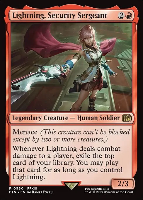 Lightning, Security Sergeant, carta Magic di tipo Legendary Creature — Human Soldier illustrata da Ramza Psyru