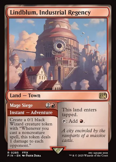 Lindblum, Industrial Regency // Mage Siege, carta Magic di tipo Land — Town // Instant — Adventure illustrata da Piotr Dura