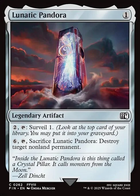Lunatic Pandora, carta Magic di tipo Legendary Artifact illustrata da Enora Mercier