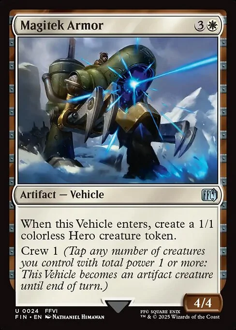Magitek Armor, carta Magic di tipo Artifact — Vehicle illustrata da Nathaniel Himawan