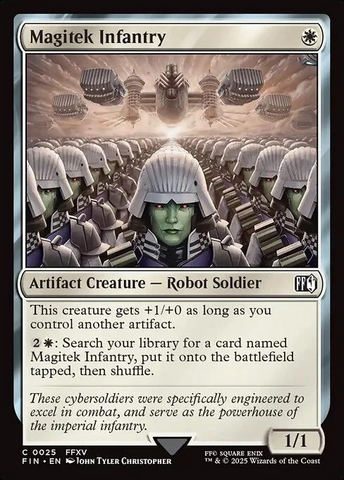 Magitek Infantry, carta Magic di tipo Artifact Creature — Robot Soldier illustrata da John Tyler Christopher