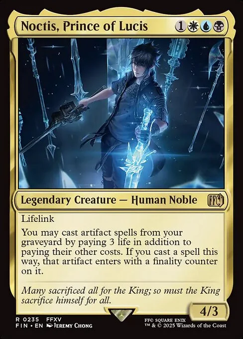 Noctis, Prince of Lucis, carta Magic di tipo Legendary Creature — Human Noble illustrata da Jeremy Chong