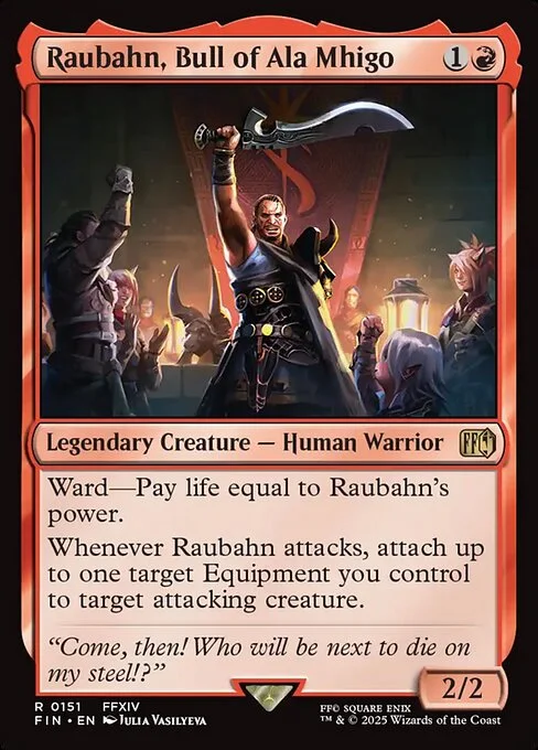 Raubahn, Bull of Ala Mhigo, carta Magic di tipo Legendary Creature — Human Warrior illustrata da Julia Vasilyeva