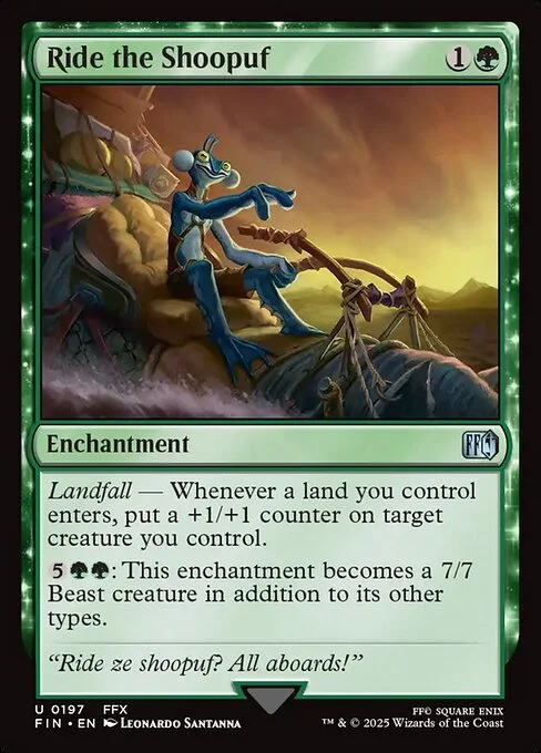 Ride the Shoopuf, carta Magic di tipo Enchantment illustrata da Leonardo Santanna