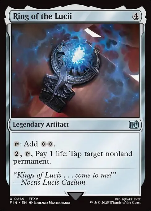 Ring of the Lucii, carta Magic di tipo Legendary Artifact illustrata da Lorenzo Mastroianni
