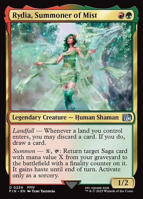 Rydia, Summoner of Mist, carta Magic di tipo Legendary Creature — Human Shaman illustrata da Yumi Yaoshida