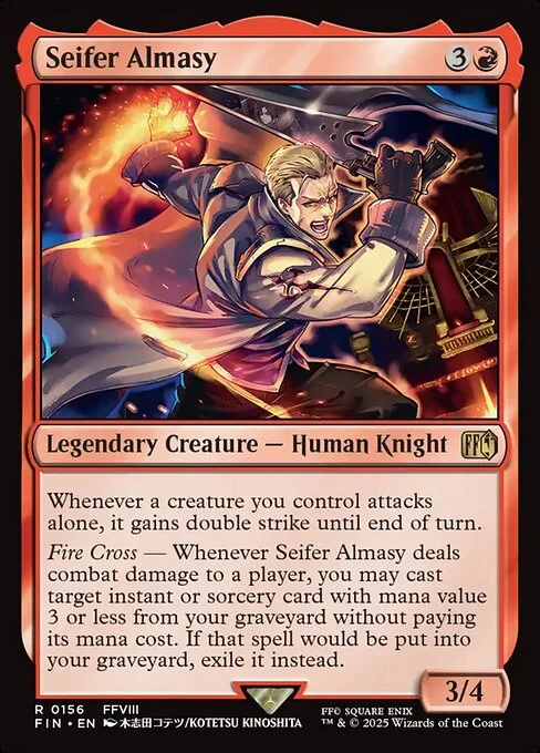 Seifer Almasy, carta Magic di tipo Legendary Creature — Human Knight illustrata da Kotetsu Kinoshita