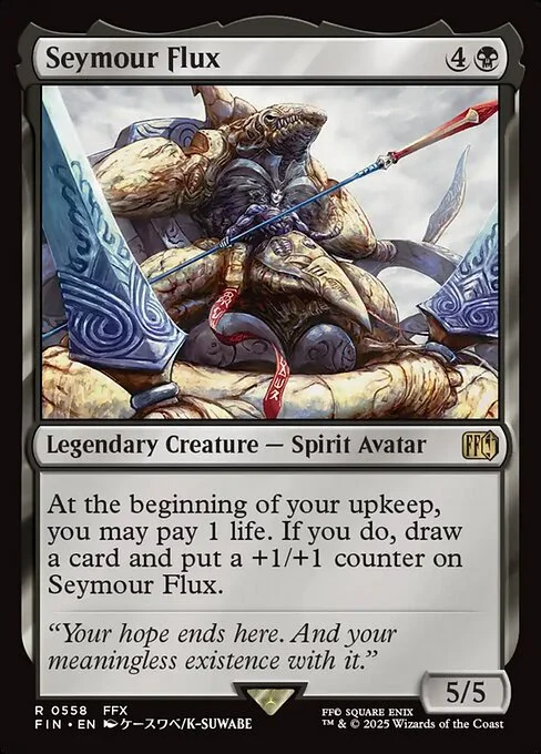 Seymour Flux, carta Magic di tipo Legendary Creature — Spirit Avatar illustrata da K-SUWABE