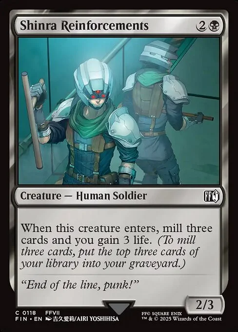 Shinra Reinforcements, carta Magic di tipo Creature — Human Soldier illustrata da Airi Yoshihisa